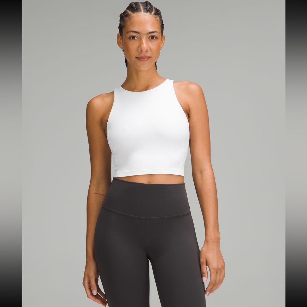 NWOT Lululemon Align High-Neck Tank Top White Nulu Padded Cropped Size 2